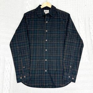 NEW Grove & Hollow Button Up Shirt Mens Small Corduroy Green‎ Plaid Shirt
